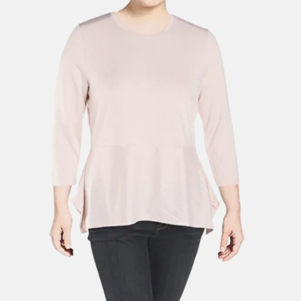 Blush pink metallic Ivanka Trump peplum top